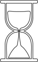 Hourglass in black line art illustration. vector