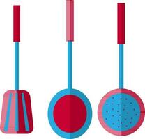 Cooking spoons in red and blue color. vector