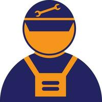 Character of faceless plumber made by blue and yellow color. vector
