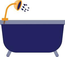 Blue and yellow shower with bathtub. vector