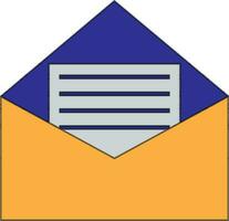 Envelope icon with letter in color and stroke. vector