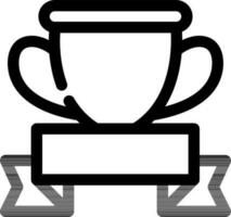 Trophy Cup with Ribbon Icon in Black Line Art. vector