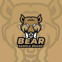 deporte cabeza oso logo diseño vector