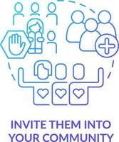 Invite them into your community blue gradient concept icon. Embrace inclusion. Support LGBTQ seniors abstract idea thin line illustration. Isolated outline drawing vector