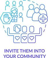 Invite them into your community blue gradient concept icon. Embrace inclusion. Support LGBTQ seniors abstract idea thin line illustration. Isolated outline drawing vector