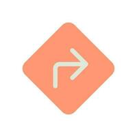 Road sign with turning right direction flat color ui icon. Traffic control. GPS highway navigation. Simple filled element for mobile app. Colorful solid pictogram. Vector isolated RGB illustration