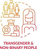 Transgender and nonbinary people red gradient concept icon. Genderfluid individuals. Different barriers facing abstract idea thin line illustration. Isolated outline drawing vector