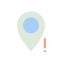 Wrong pin location flat color ui icon. Missing address, place on map. GPS navigation. Positional error. Simple filled element for mobile app. Colorful solid pictogram. Vector isolated RGB illustration