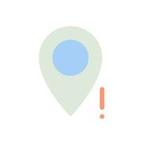 Wrong pin location flat color ui icon. Missing address, place on map. GPS navigation. Positional error. Simple filled element for mobile app. Colorful solid pictogram. Vector isolated RGB illustration