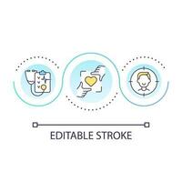 Patient first medical approach loop concept icon. Clinical service satisfied client. Healthcare abstract idea thin line illustration. Isolated outline drawing. Editable stroke vector