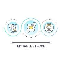 Patient first medical approach loop concept icon. Clinical service satisfied client. Healthcare abstract idea thin line illustration. Isolated outline drawing. Editable stroke vector