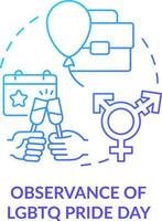 Observance of LGBTQ pride day blue gradient concept icon. Corporate event. Creating inclusive workplace abstract idea thin line illustration. Isolated outline drawing vector