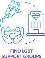 Find LGBT support groups blue gradient concept icon. Tolerant communication. Mental health care program abstract idea thin line illustration. Isolated outline drawing vector