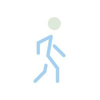 Pedestrian flat color ui icon. Walking person. Passerby on crosswalk. GPS navigation. Safety zone. Simple filled element for mobile app. Colorful solid pictogram. Vector isolated RGB illustration