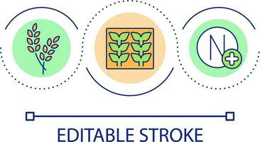 nitrógeno importancia lazo concepto icono. esencial nutritivo para plantas. plántulas creciente granos resumen idea Delgado línea ilustración. aislado contorno dibujo. editable carrera vector