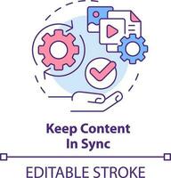 Keep content in sync concept icon. File organization. Design strategy abstract idea thin line illustration. Isolated outline drawing. Editable stroke vector