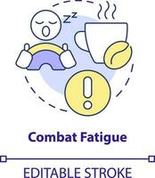Combat fatigue concept icon. Sleepy driver. Driving safety at night abstract idea thin line illustration. Isolated outline drawing. Editable stroke vector