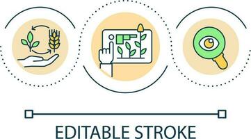 Control plant development loop concept icon. Monitor crops growth. Farming and agribusiness abstract idea thin line illustration. Isolated outline drawing. Editable stroke vector