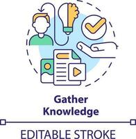 Gather knowledge concept icon. Educational resources. Expectation from content abstract idea thin line illustration. Isolated outline drawing. Editable stroke vector