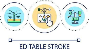 automatizado riego sistema lazo concepto icono. agricultura y agricultura tecnología. innovación resumen idea Delgado línea ilustración. aislado contorno dibujo. editable carrera vector