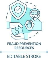 Fraud prevention resources turquoise concept icon. Treasury management service abstract idea thin line illustration. Isolated outline drawing. Editable stroke vector