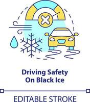 Driving safety on black ice concept icon. Move straight. Situational driving safety abstract idea thin line illustration. Isolated outline drawing. Editable stroke vector