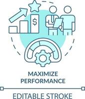 Maximize performance turquoise concept icon. Treasury management benefit abstract idea thin line illustration. Isolated outline drawing. Editable stroke vector