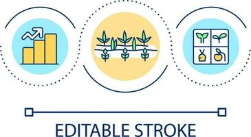 incrementar cantidad de varios plantas lazo concepto icono. cultivos selección. agricultura productividad resumen idea Delgado línea ilustración. aislado contorno dibujo. editable carrera vector
