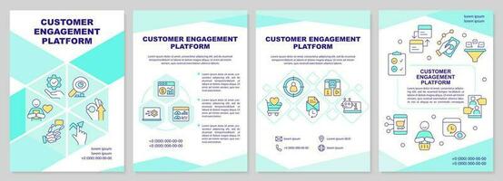 Customer engagement platform brochure template. Leaflet design with linear icons. Editable 4 vector layouts for presentation, annual reports