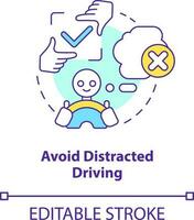 Avoid distracted driving concept icon. Driving safety for commercial drivers abstract idea thin line illustration. Isolated outline drawing. Editable stroke vector