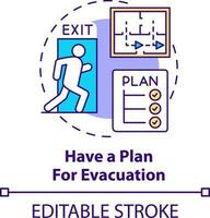 tener plan para evacuación concepto icono. desastre propina resumen idea Delgado línea ilustración. dejando hogar sin peligro. aislado contorno dibujo. editable carrera vector
