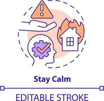 Stay calm concept icon. Evacuation from burning building abstract idea thin line illustration. Be focused on situation. Isolated outline drawing. Editable stroke vector