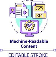 Machine readable content concept icon. Computer processing. Key imperative abstract idea thin line illustration. Isolated outline drawing. Editable stroke vector