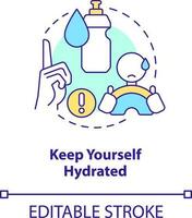 Keep yourself hydrated concept icon. Driving safety for commercial drivers abstract idea thin line illustration. Isolated outline drawing. Editable stroke vector