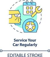 Service your car regularly concept icon. Troubleshooting. Common driving safety rule abstract idea thin line illustration. Isolated outline drawing. Editable stroke vector