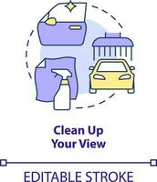 Clean up your view concept icon. Clear windscreen. Driving safety at night abstract idea thin line illustration. Isolated outline drawing. Editable stroke vector