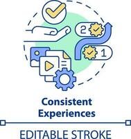 Consistent experiences concept icon. Customer service. Content design tip abstract idea thin line illustration. Isolated outline drawing. Editable stroke vector