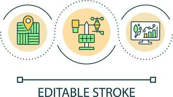 innovador equipo lazo concepto icono. predicciones y pronósticos agricultura y tecnología resumen idea Delgado línea ilustración. aislado contorno dibujo. editable carrera vector