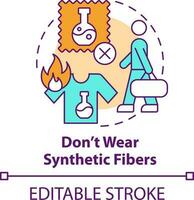 Dont wear synthetic fibers concept icon. Surviving plane crash abstract idea thin line illustration. Flammable clothes. Isolated outline drawing. Editable stroke vector