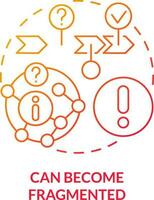 Can become fragmented red gradient concept icon. Microtraining negative abstract idea thin line illustration. Learning experience. Knowledge pieces. Isolated outline drawing vector