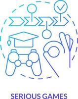 Serious games blue gradient concept icon. Microlearning way abstract idea thin line illustration. Gamification. Immersive experience. Simulations. Isolated outline drawing vector