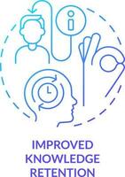 Improved knowledge retention blue gradient concept icon. Microtraining benefit abstract idea thin line illustration. Microlessons. Engaging content. Isolated outline drawing vector