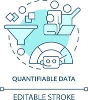 Quantifiable data turquoise concept icon. Automation. Advantage of digital engagement abstract idea thin line illustration. Isolated outline drawing. Editable stroke vector