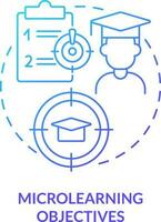 Microlearning objectives blue gradient concept icon. Micro learning module abstract idea thin line illustration. Targeted information. Isolated outline drawing vector