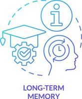 Long-term memory blue gradient concept icon. Effective knowledge retention abstract idea thin line illustration. Long information storage. Isolated outline drawing vector