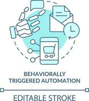 Behaviorally triggered automation turquoise concept icon. Client engagement platform abstract idea thin line illustration. Isolated outline drawing. Editable stroke vector