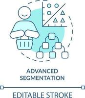 Advanced segmentation turquoise concept icon. Customer engagement platform feature abstract idea thin line illustration. Isolated outline drawing. Editable stroke vector