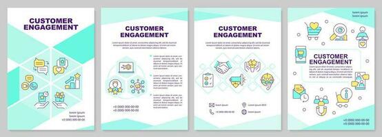 Customer engagement brochure template. Business strategies. Leaflet design with linear icons. Editable 4 vector layouts for presentation, annual reports
