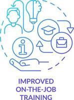 Improved on-the-job training blue gradient concept icon. Microlearning benefit abstract idea thin line illustration. Employee knowledge. Isolated outline drawing vector