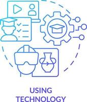 Using technology blue gradient concept icon. Micro learning strategy abstract idea thin line illustration. VR training. Digital environment. Isolated outline drawing vector